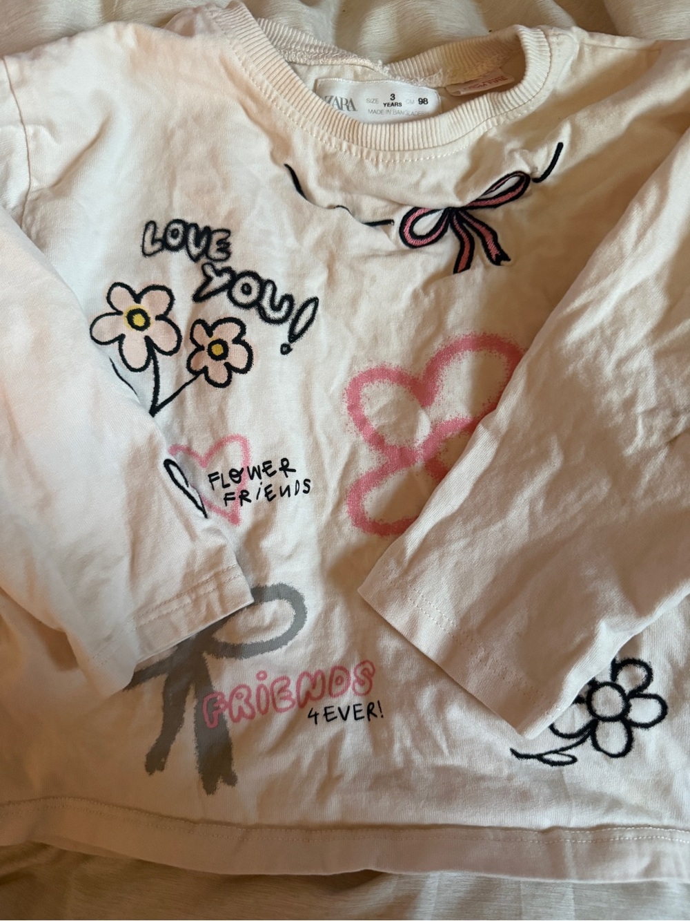 Zara Kids 'Love You' Flower Friends Long-Sleeve Top